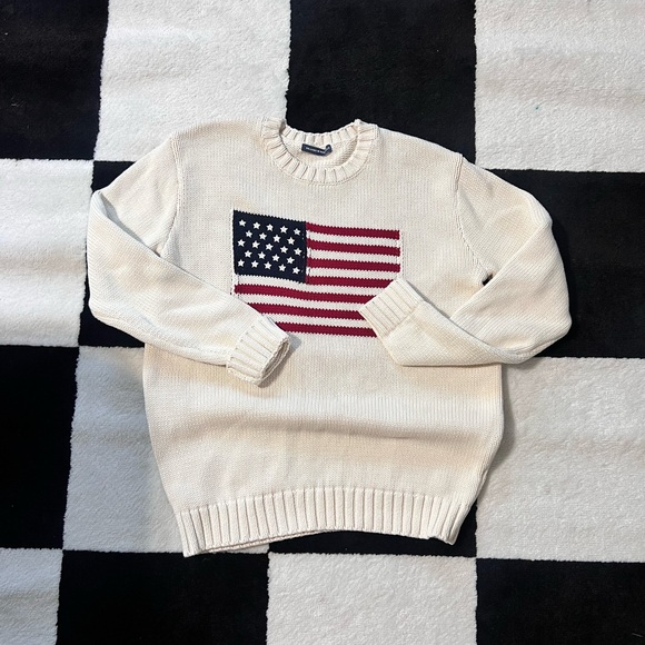 Brandy Melville Sweaters - Brandy Melville Cream Flag Sweater